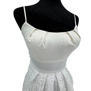Teez Me White Lace Overlay Y2K‎ Mini Dress Womens Size 3 Empire Waist Bow Tie